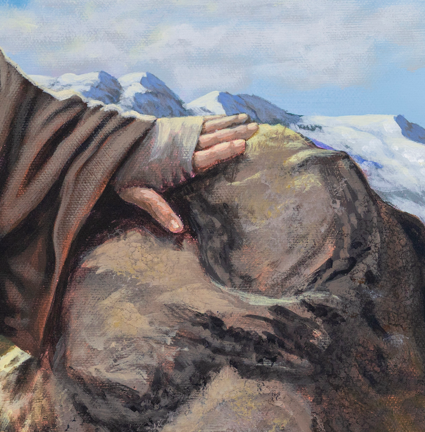 close up Gandalf with a Twizzler Original Painting in the Lord of the Rings Ring Pops collection by Sally Hastings
