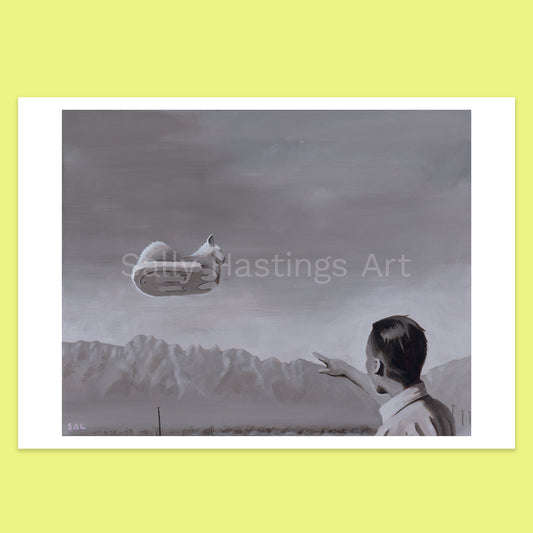Hover cat limited edition pop art print
'The floof is out there' UFO inspired
