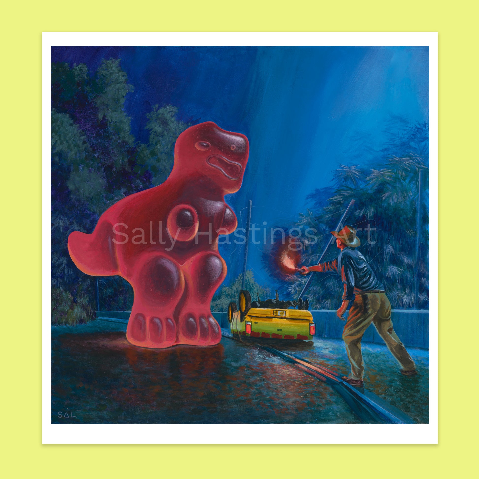 Gummy Dinosaur 'Jurassic T-rex Flare' pop art limited edition print