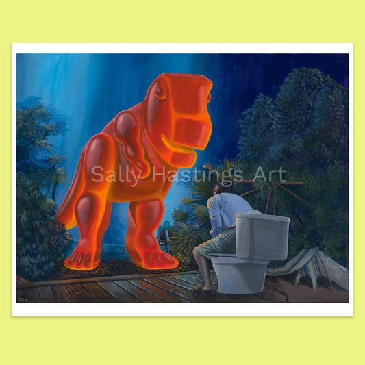 Gummy Dinosaur 'Jurassic Donald Gennaro' pop art limited edition print