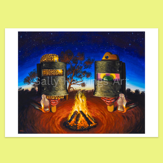 Bubble O Bushranger Ned Kelly 'Campfire' pop art limited edition print