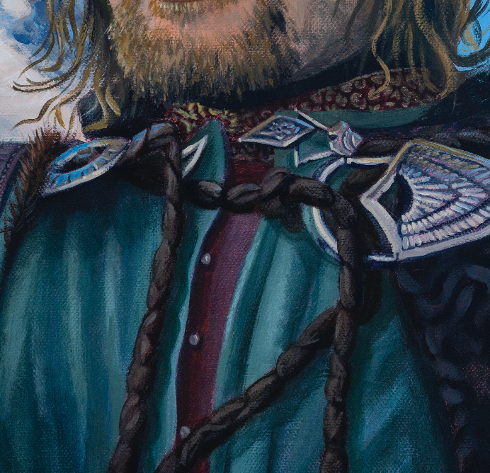 close up Boromir holding a ring pop and candy necklace Original Painting in the Lord of the Rings Ring Pops collection by Sally Hastings