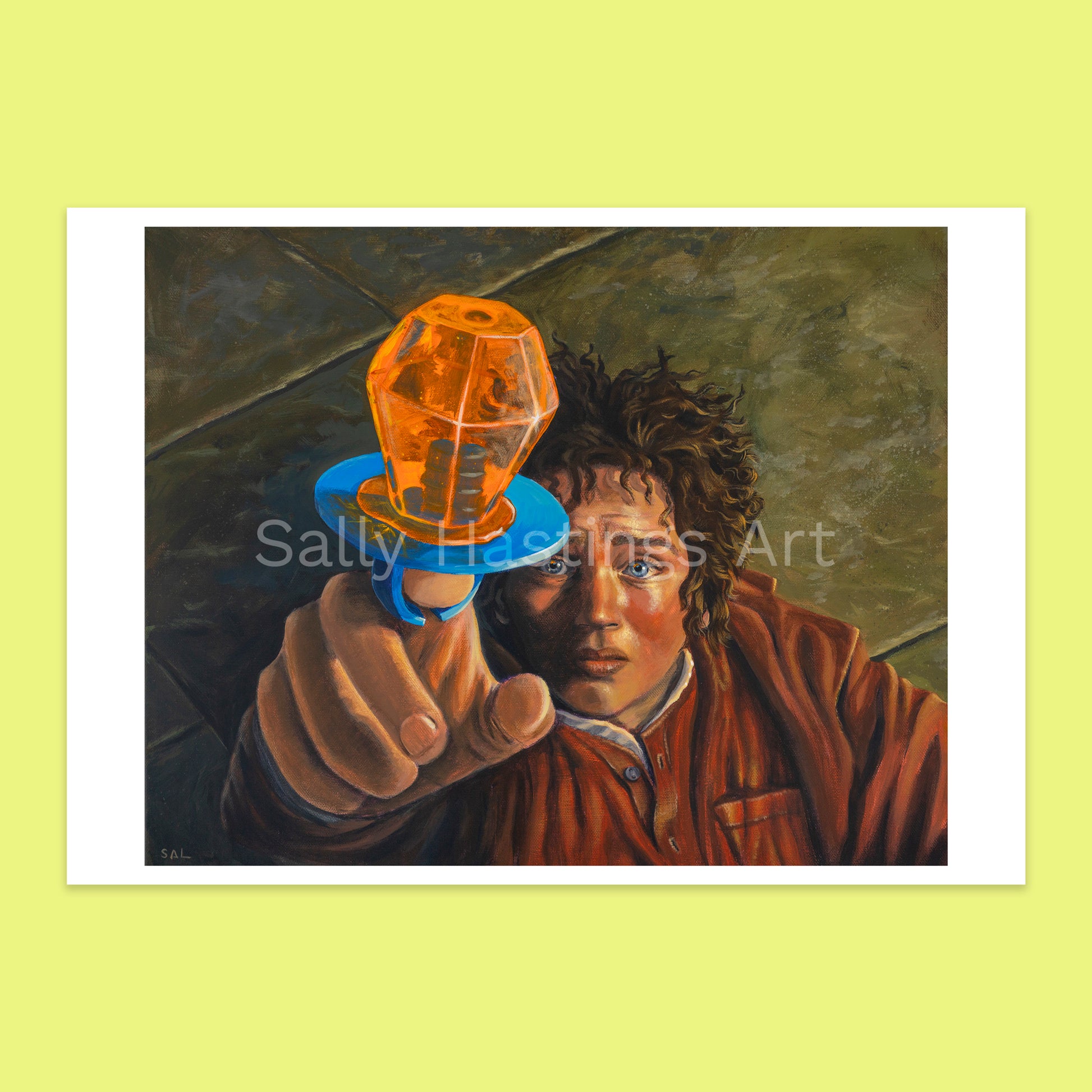 Frodo Baggins Lord of the Rings with a Ring Pop limited edition pop art print.
