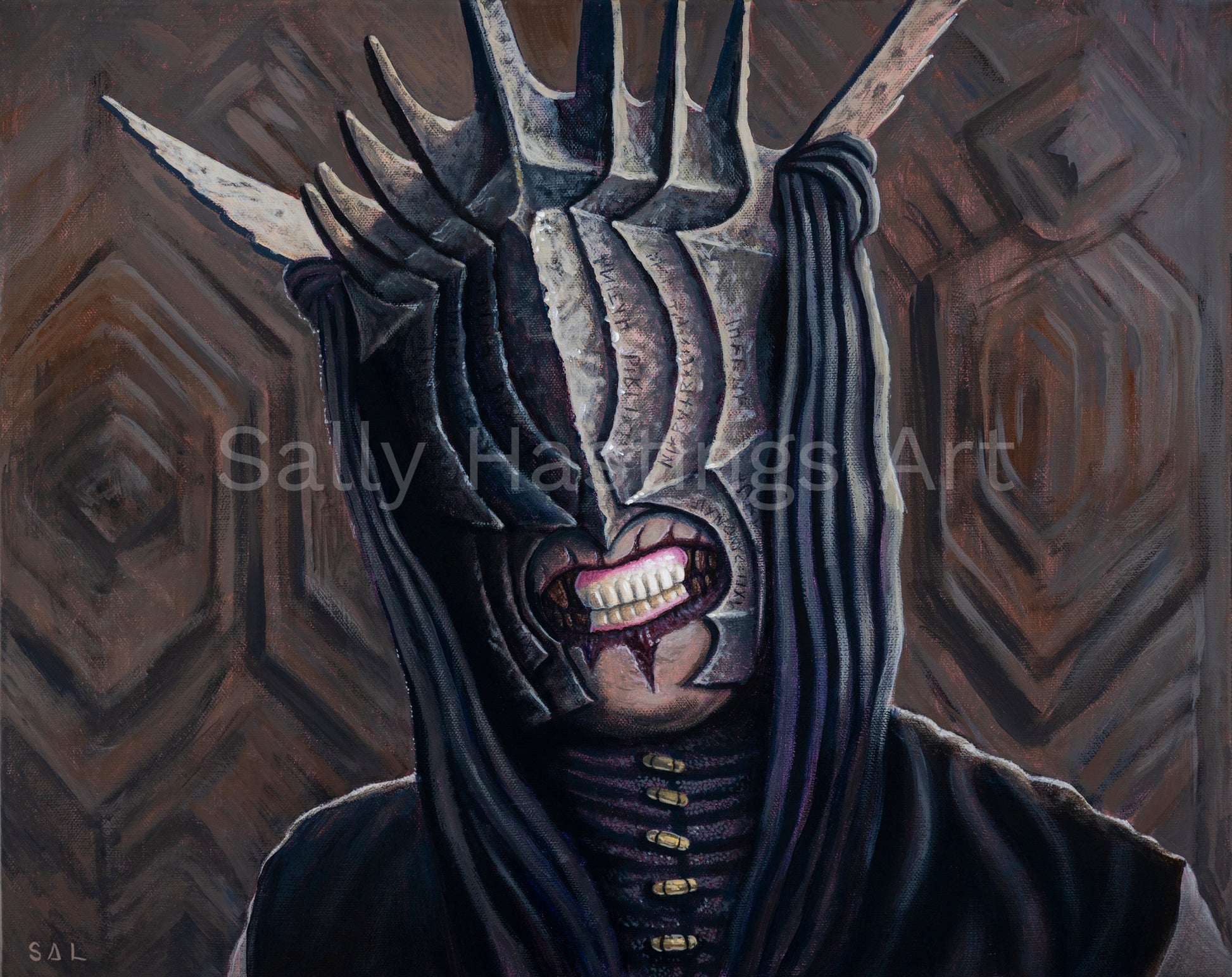 Mouth of Sauron with gummy lolly teeth Original Painting in the Lord of the Rings Ring Pops collection by Sally Hastings
