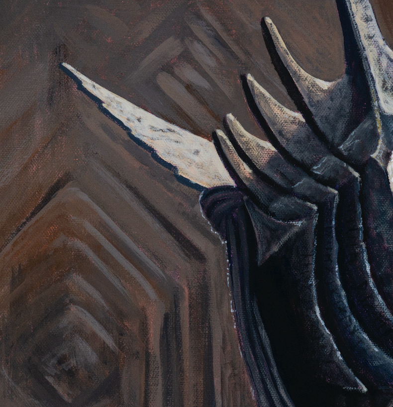close up Mouth of Sauron with gummy lolly teeth Original Painting in the Lord of the Rings Ring Pops collection by Sally Hastings
