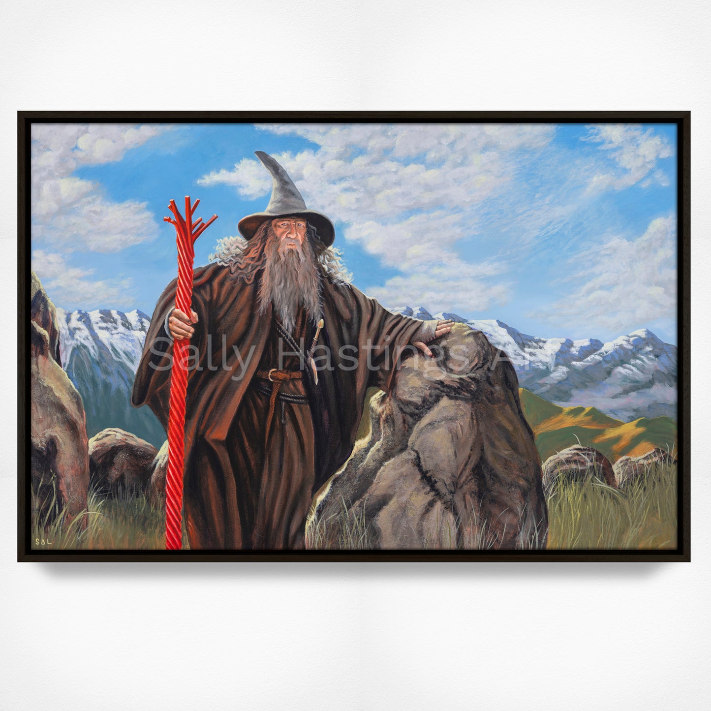 Gandalf with a Twizzler Original Painting in the Lord of the Rings Ring Pops collection by Sally Hastings