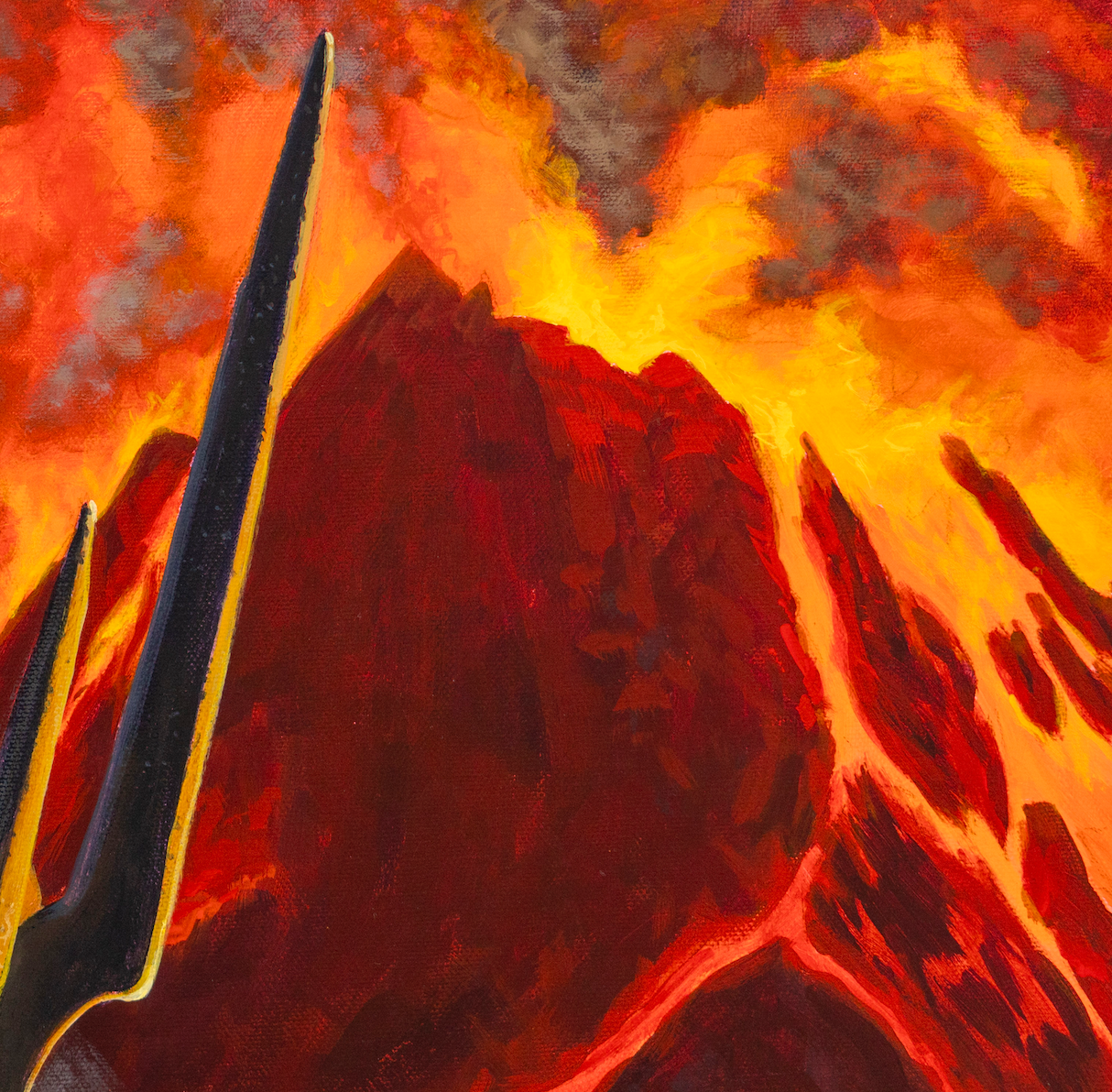 close up  Mt Doom Lord of the Ring Pops original pop art painting