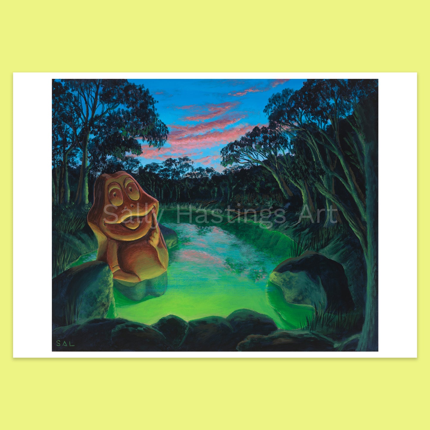Frog in a pond Freddo Frog fine art pop art limited edition print