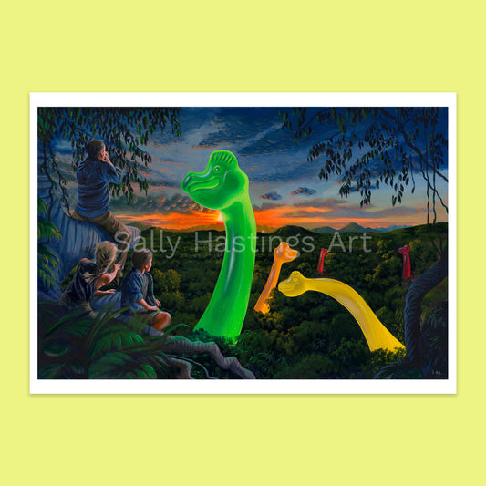 Gummy Dinosaur 'Jurassic Herbivore Treetops' pop art limited edition print
