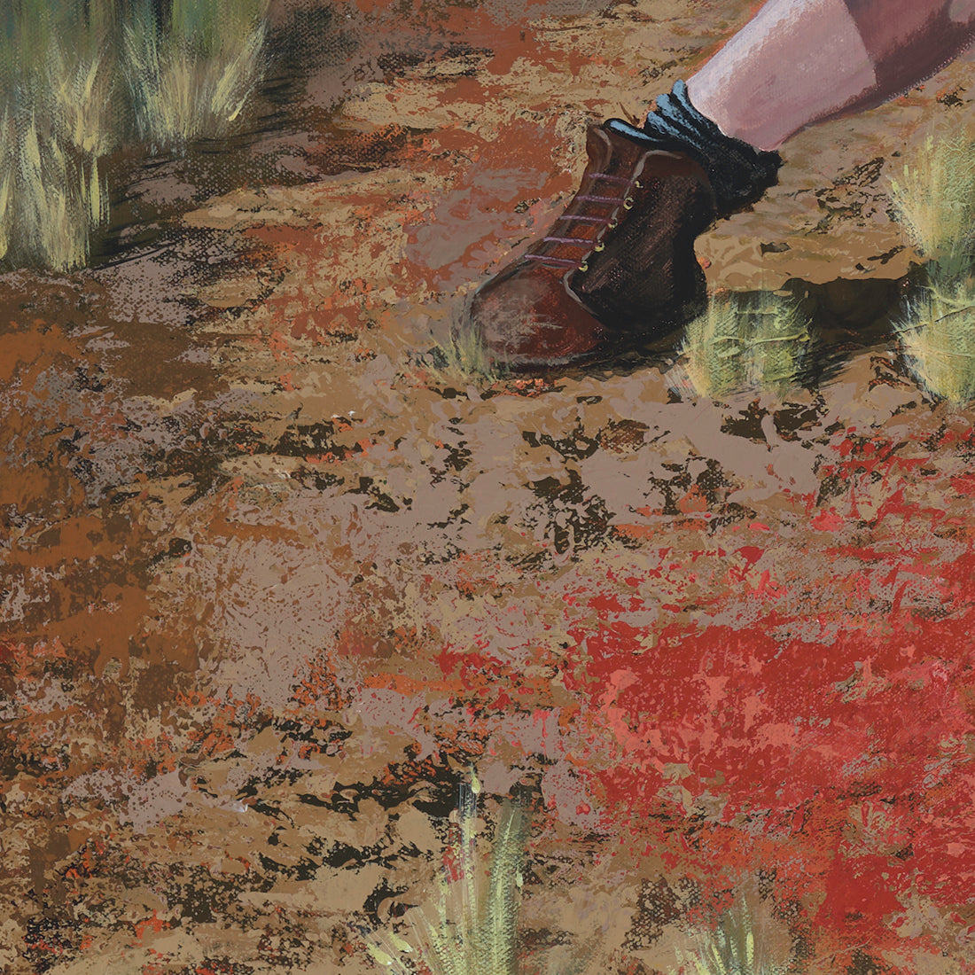 Steve Irwin “Crikey she’s a beaut!” gummy snake pop art Original Painting close up view of the ground